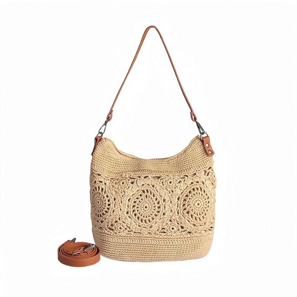 Hobo Crochet Crossbody Bag for Women Large Tote Khaki Lightweight Funky Style